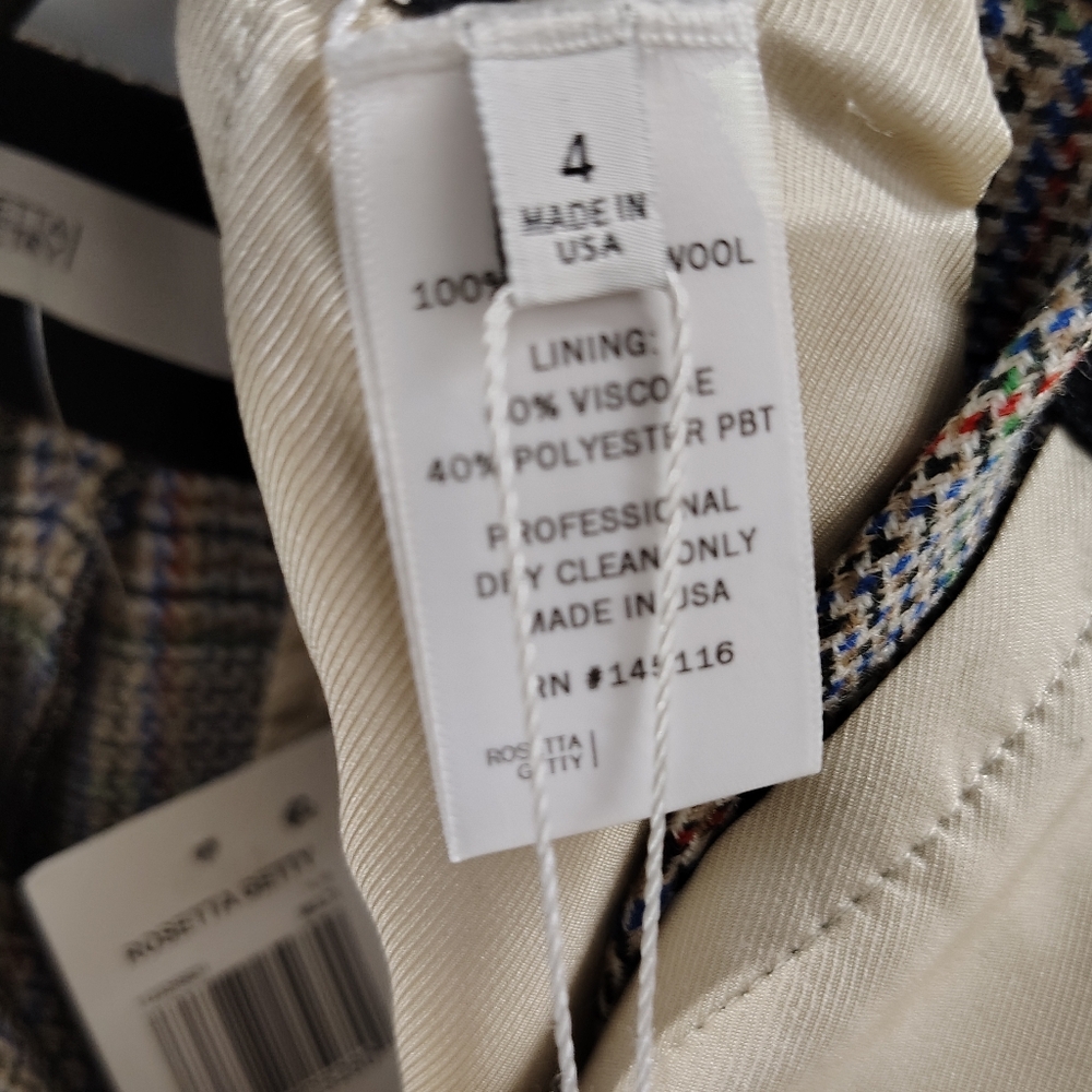ROSETTA GETTY Prince Of Wales Checked Wide-Leg Trouser | Size 4 | NWT - Picture 5 of 9